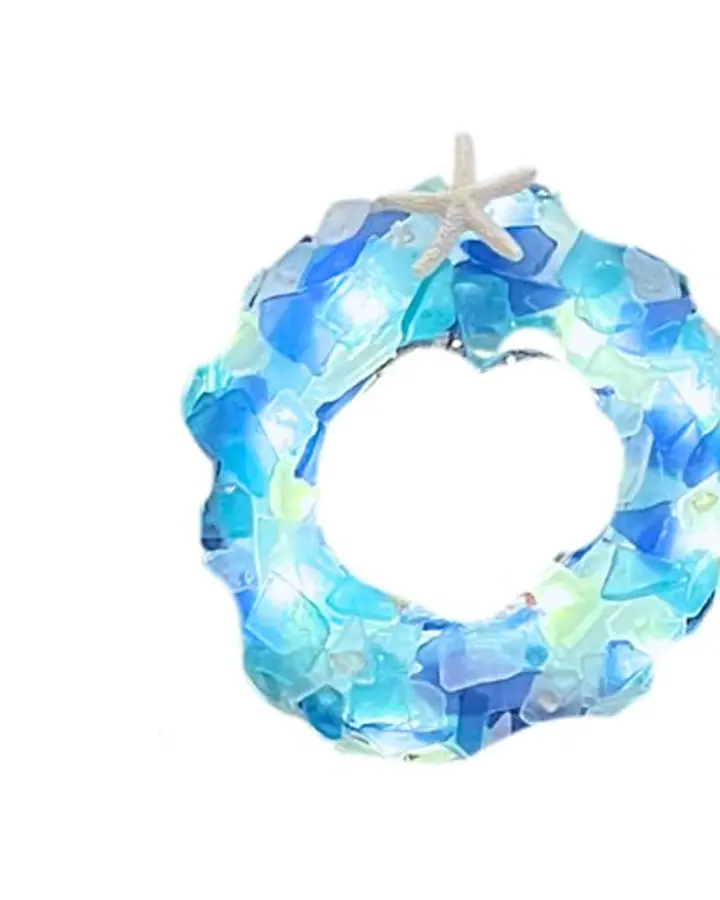 Twinkle by the Tide - Coastal Sea Glass Holiday Wreath